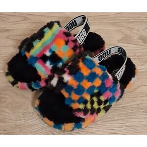 Big Girls Size 1 Multicolor UGG Fluff Yeah Slide Slipper Pre-owned Kids